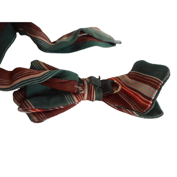 3 Vintage Pre-tied Bowties - Estate Find Green Blue Brown Metallic Multicolor - Picture 6 of 10